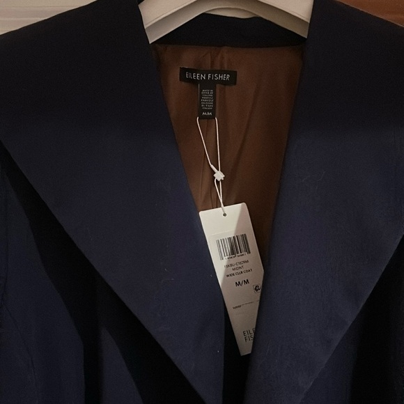 NWT Eileen Fisher Women’s Midnight Blue Wrap Coat Size Medium - Picture 7 of 11